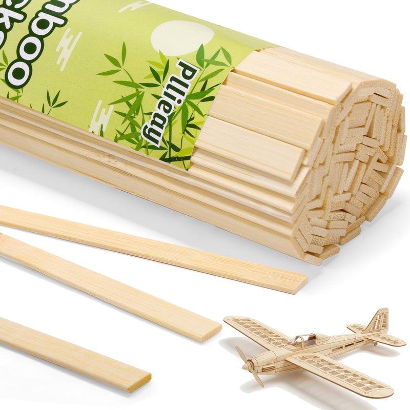 Pllieay 100 Pieces Bamboo Sticks for Craft, Wood Strips Wooden Extra Long Sticks for Crafting (15.75 Inches Length Ã— 0.35 Inches Width) - Image 1